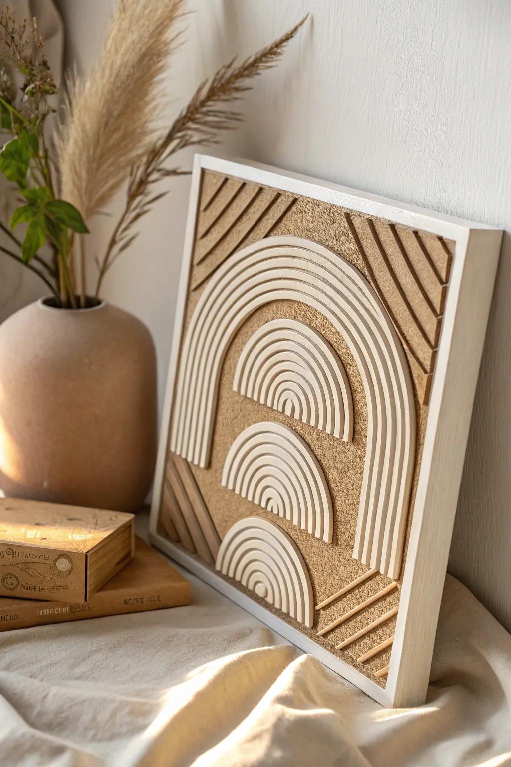 Elevate your space with the simple elegance of cardboard relief art—where minimalism meets creativity.
