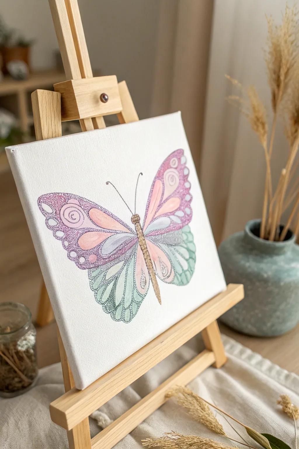 Embrace the whimsy of spring with a simple yet enchanting butterfly painting.