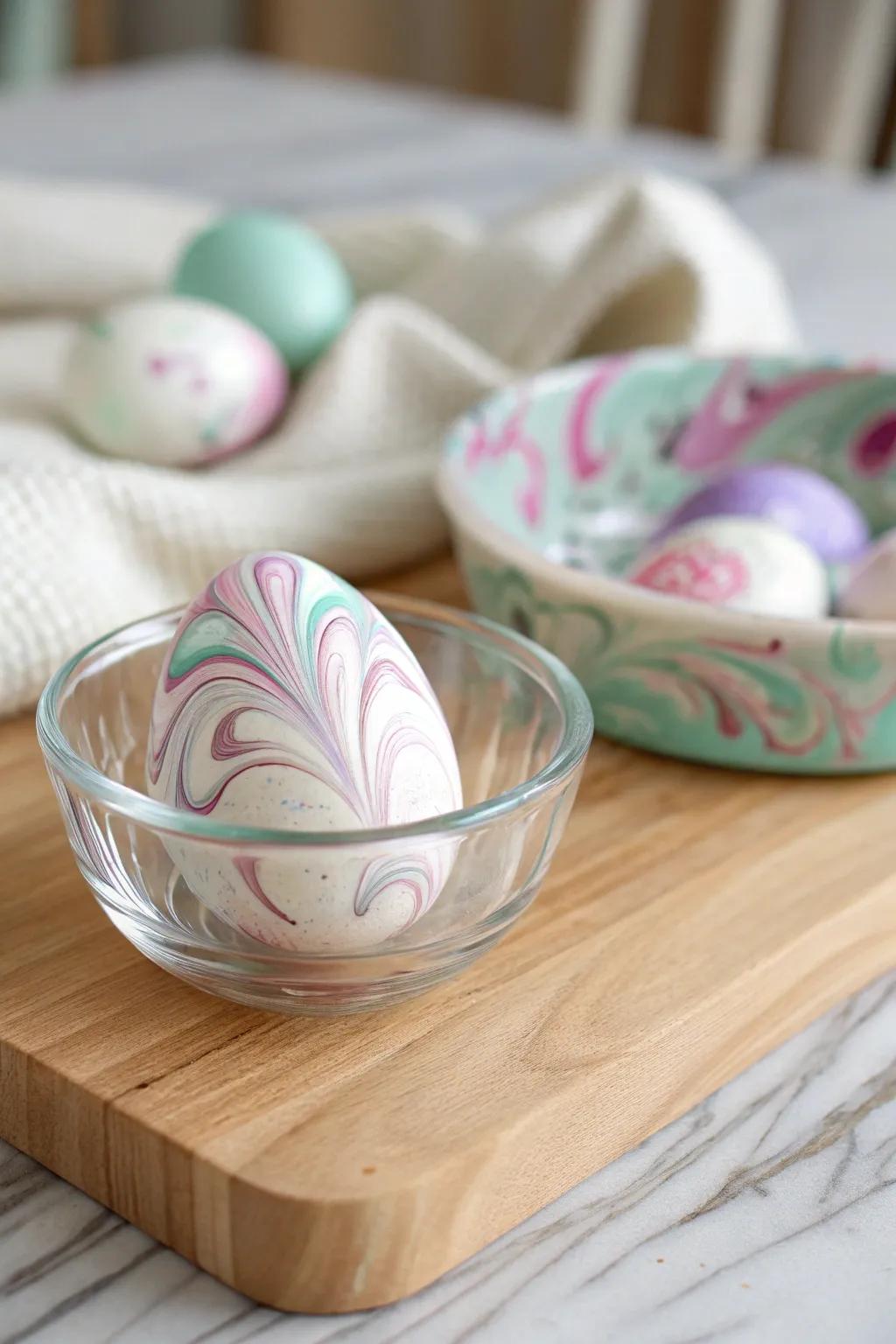 Elevate your Easter eggs with a touch of elegance using nail polish dips for a stunning, glossy finish.