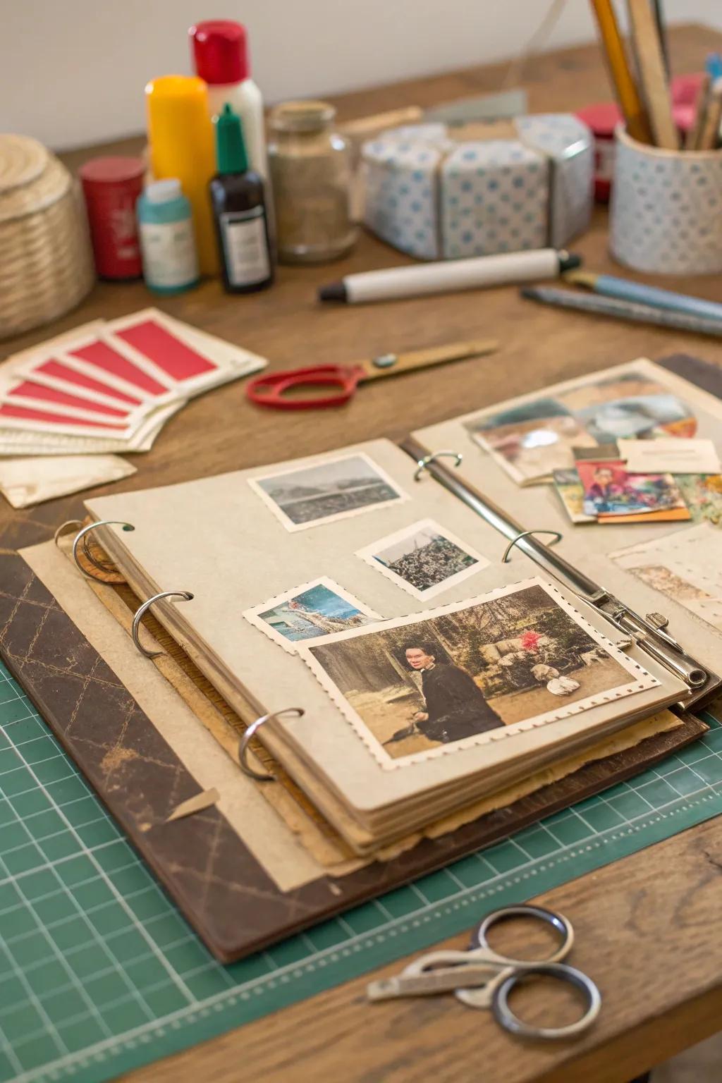 An old photo album keeps pieces safe and flat.
