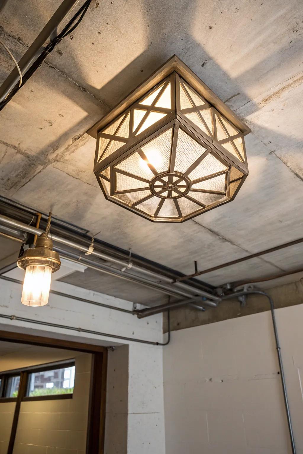 Illuminate your space with a blend of artistry and functionality: the perfect flush mount for your basement.