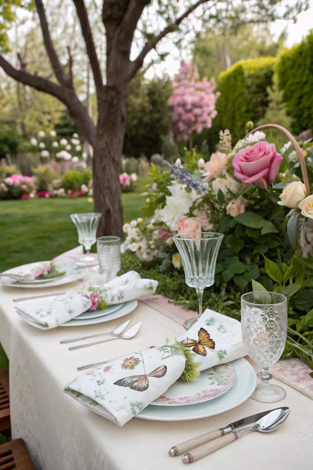 Butterfly folds bring whimsical charm to your table.