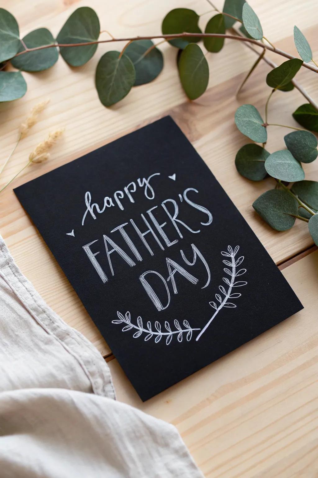 Craft a heartfelt message with a minimalist touch: the perfect Father's Day card idea.