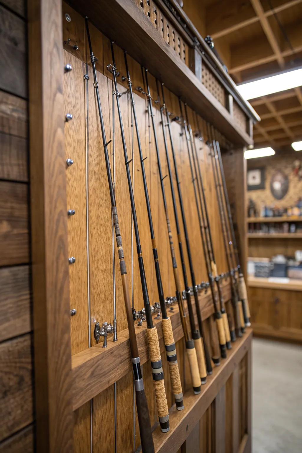 Elevate your fishing gear organization with handcrafted hanging hooks—where functionality meets finesse.
