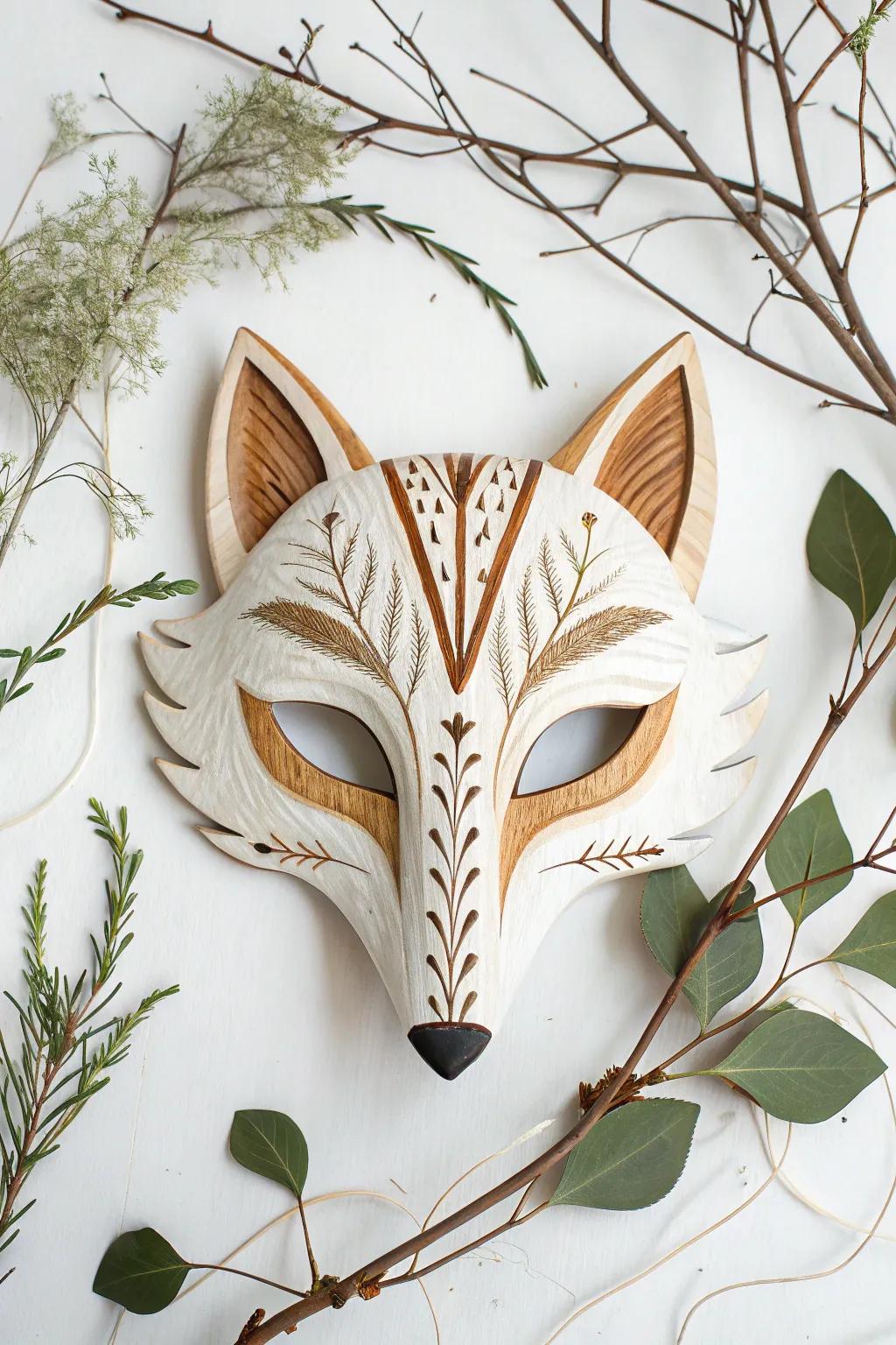 Embrace the magic of the forest with this stunning handcrafted fox mask, a perfect blend of Scandinavian simplicity and boho charm.