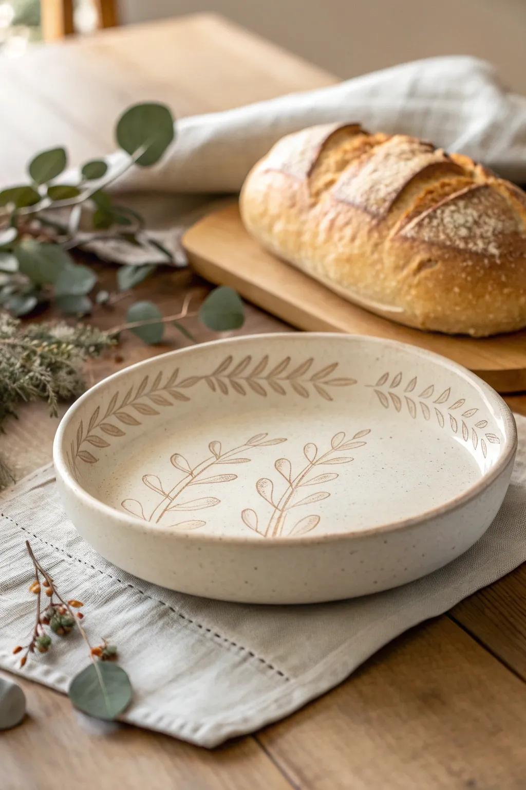 Elevate your dining experience with this minimalist ceramic bread warming plate—where functionality meets artisan beauty.