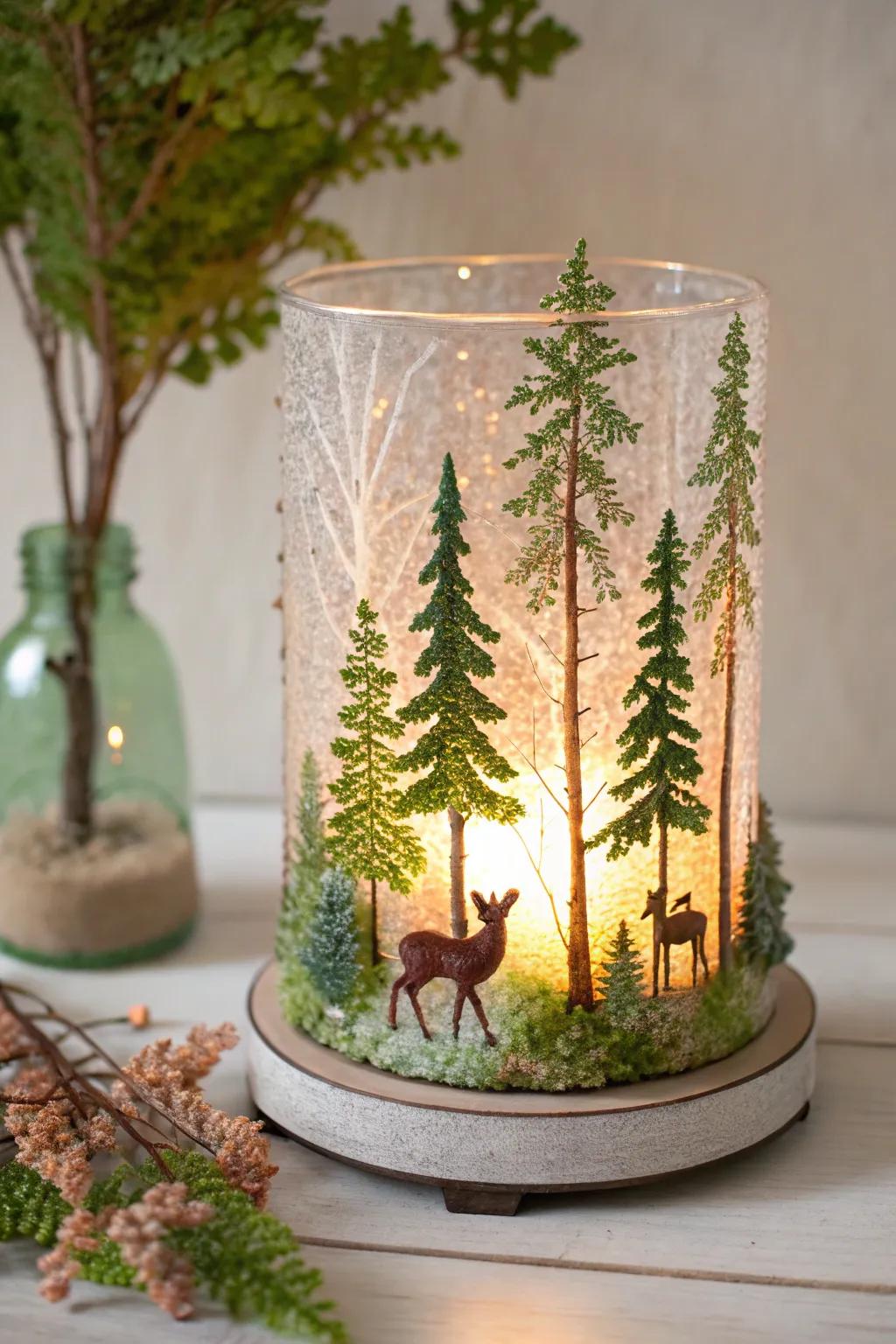 Bring a touch of magical woodland charm to your home with this exquisite fused glass night light.