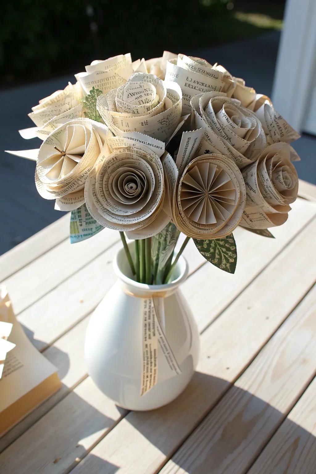 A literary bloom: Transform old books into a charming gift card bouquet for the perfect blend of nostalgia and creativity.
