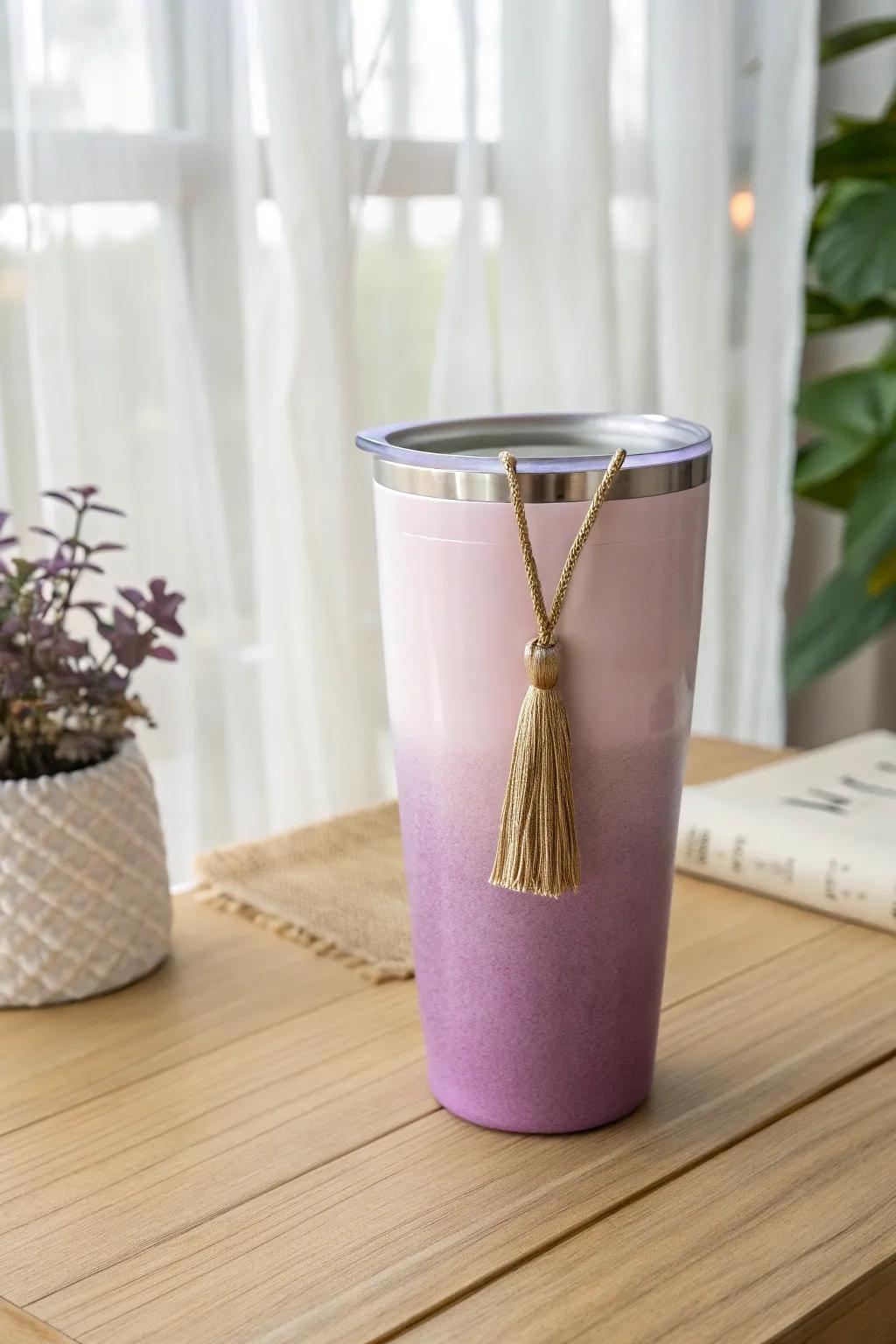 Sip in style with this charming ombré tumbler, a perfect blend of elegance and simplicity.