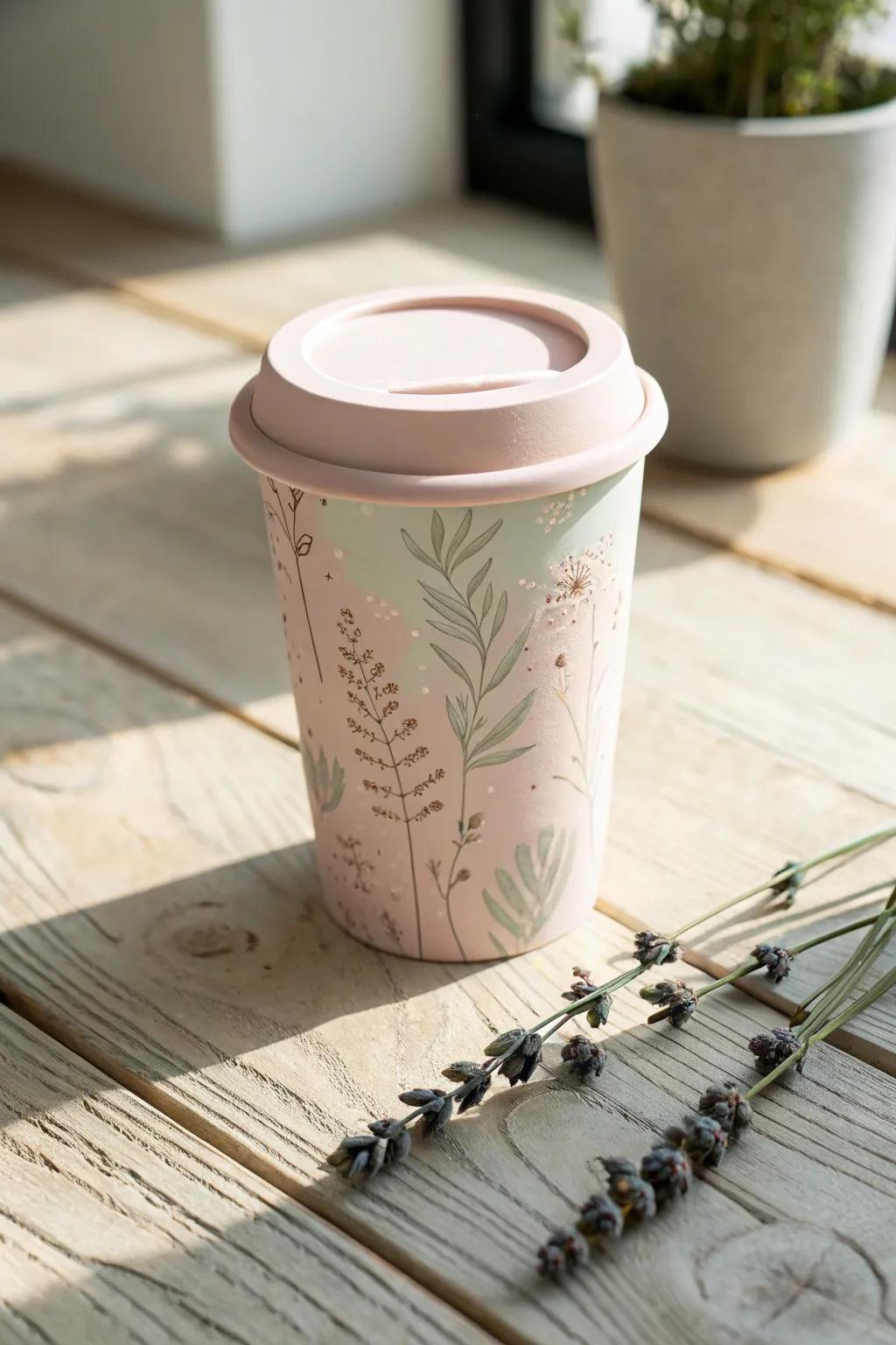 Sip sustainably in style with this elegant reusable coffee cup, the perfect blend of simplicity and craftsmanship.