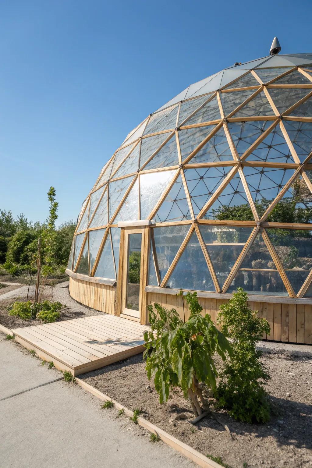 Embrace the beauty of nature with a stunning geodesic dome greenhouse – where craftsmanship meets minimalist elegance.