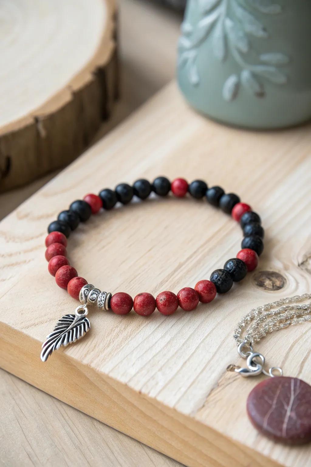 Embrace the allure of a Vampire's Kiss with this stunning clay bead bracelet.