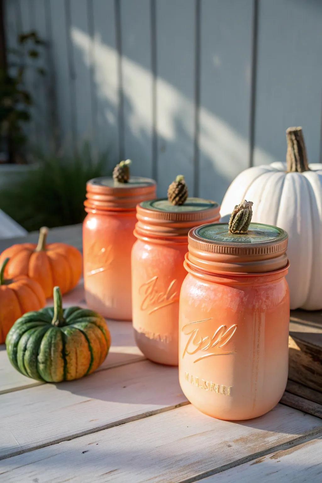 Transform your table into a charming pumpkin patch with these delightful mason jar crafts!