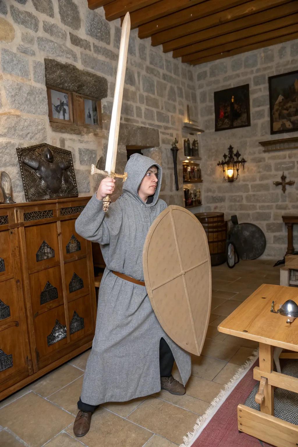 A medieval knight robe brings a heroic flair to Halloween.