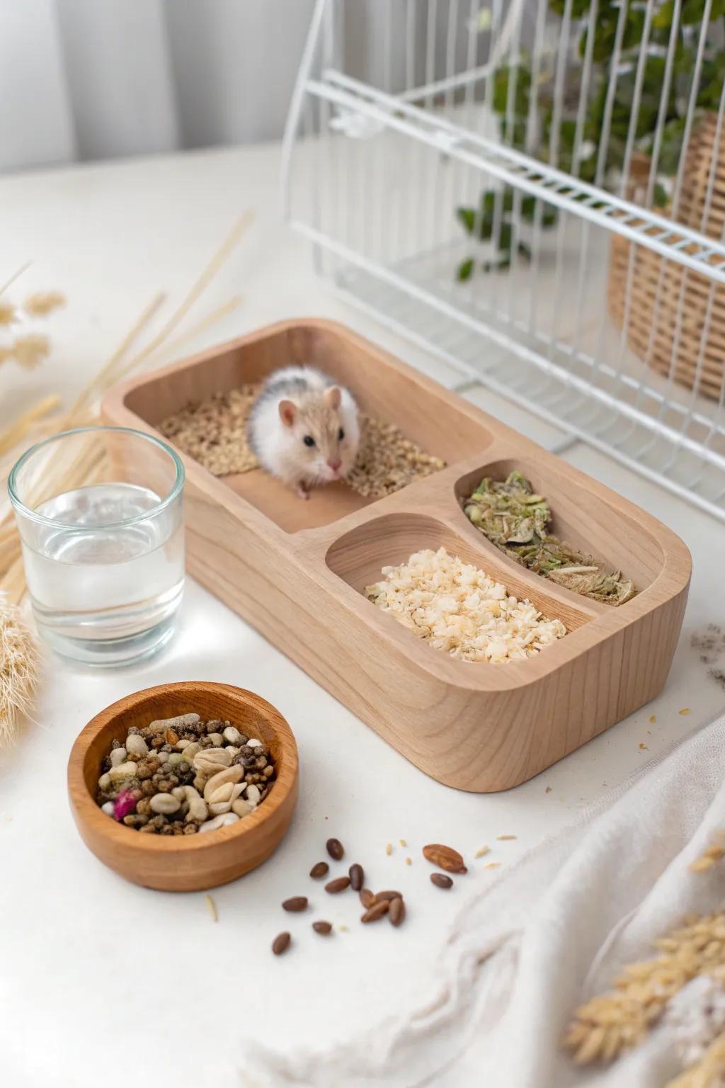 Simplicity Meets Functionality: A Perfectly Arranged Feast for Your Hamster