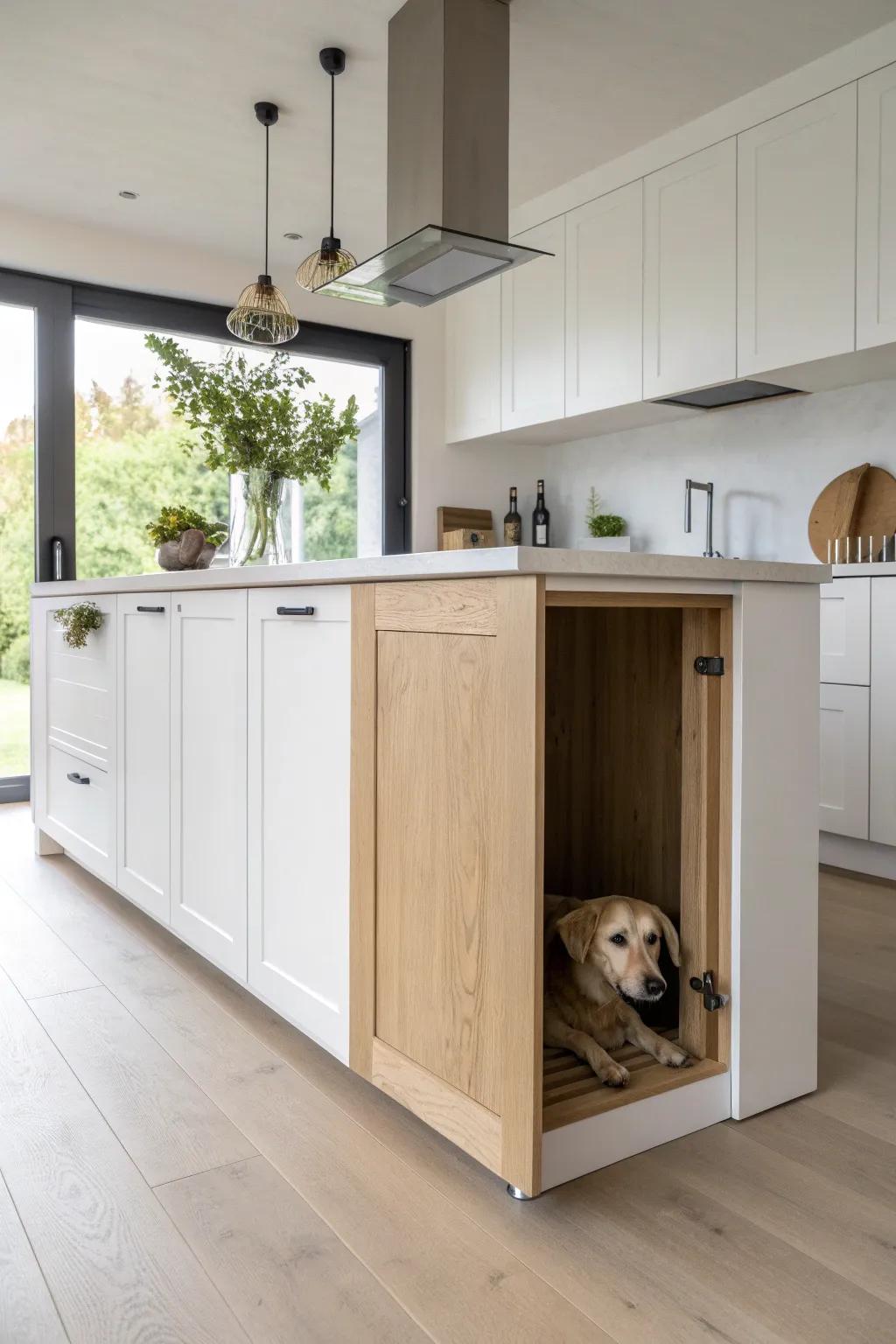 Sleek and Chic: Discover the Elegance of a Hidden Dog Door in Your Kitchen Island
