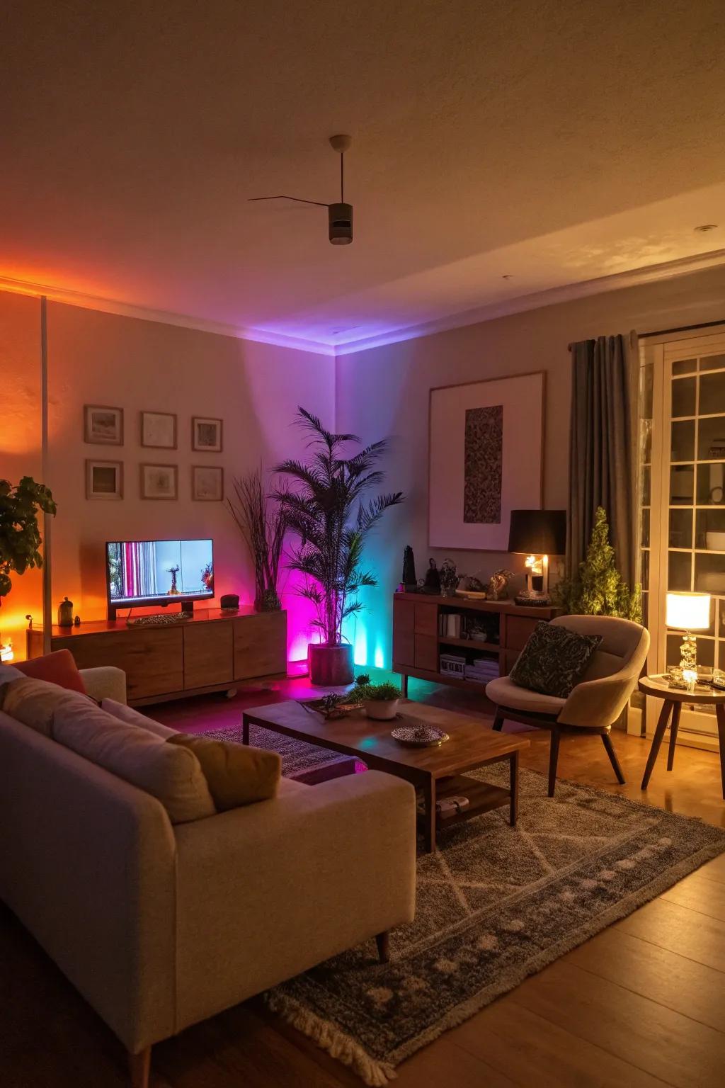 Create the perfect ambiance with customizable lighting.