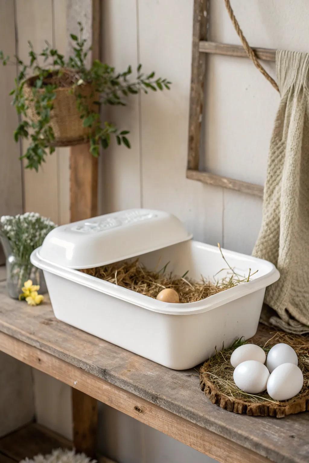 Transform simplicity into function with this chic dishpan nesting box.