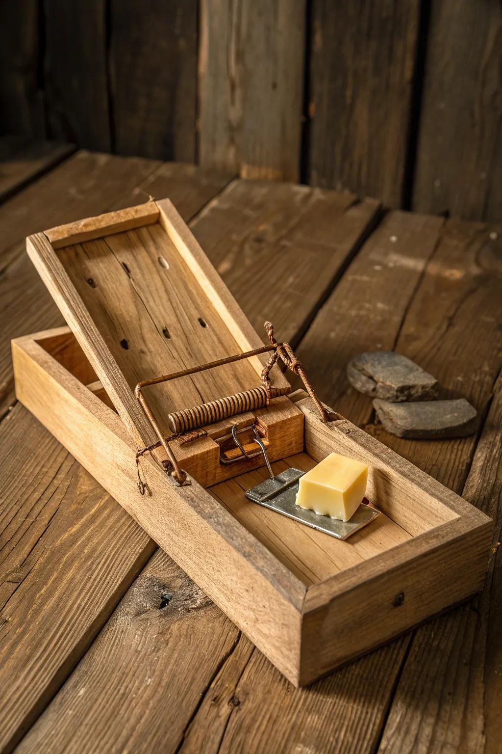Craftsmanship at its finest: A humane approach to mouse trapping with this elegant DIY box trap.