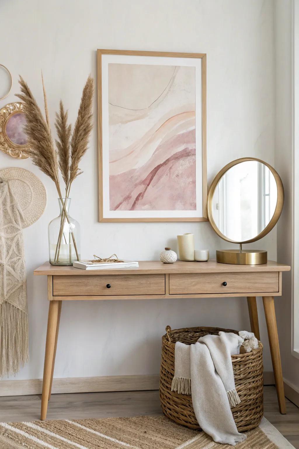 Elevate your vanity with minimalist wall art that inspires serenity and style.