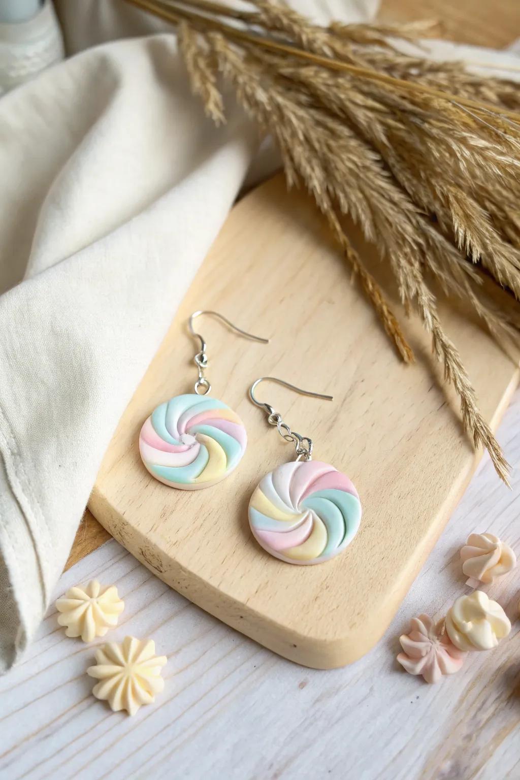 Add a touch of sweetness to your style with these Swirled Candy Color clay earrings.