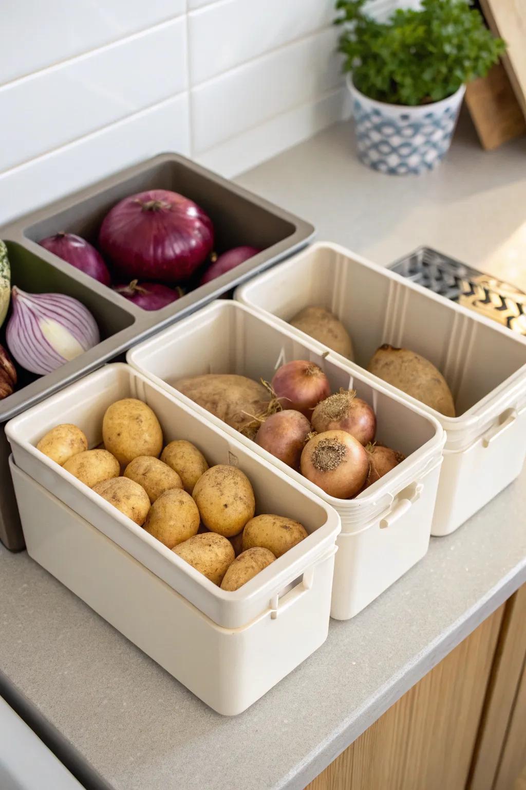 Countertop organizers keep your kitchen tidy and produce accessible.