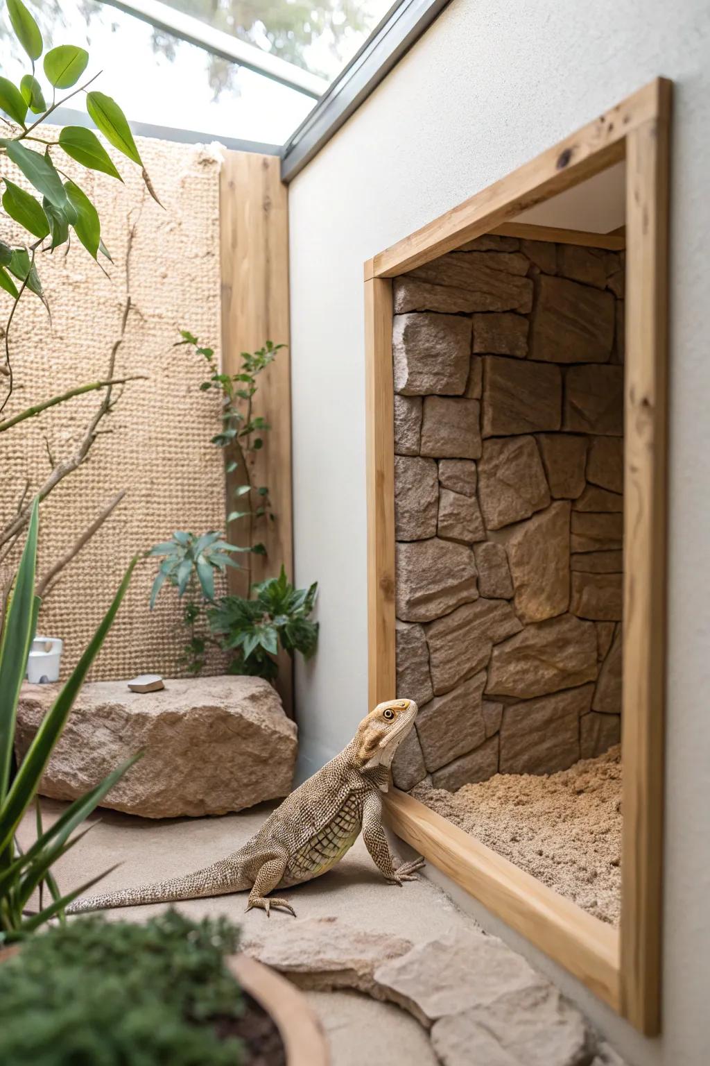 Elevate your iguana's home with rustic charm and minimalist elegance. 🌿✨