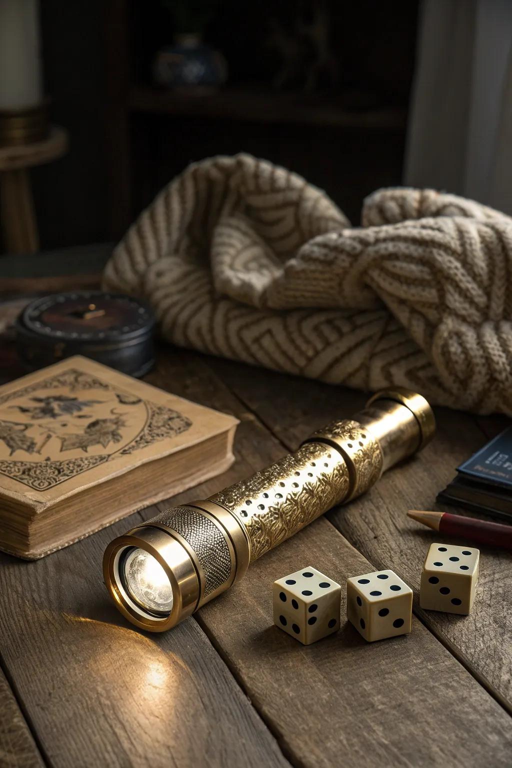 Illuminate your indoor camping experience with classic games and vintage charm.