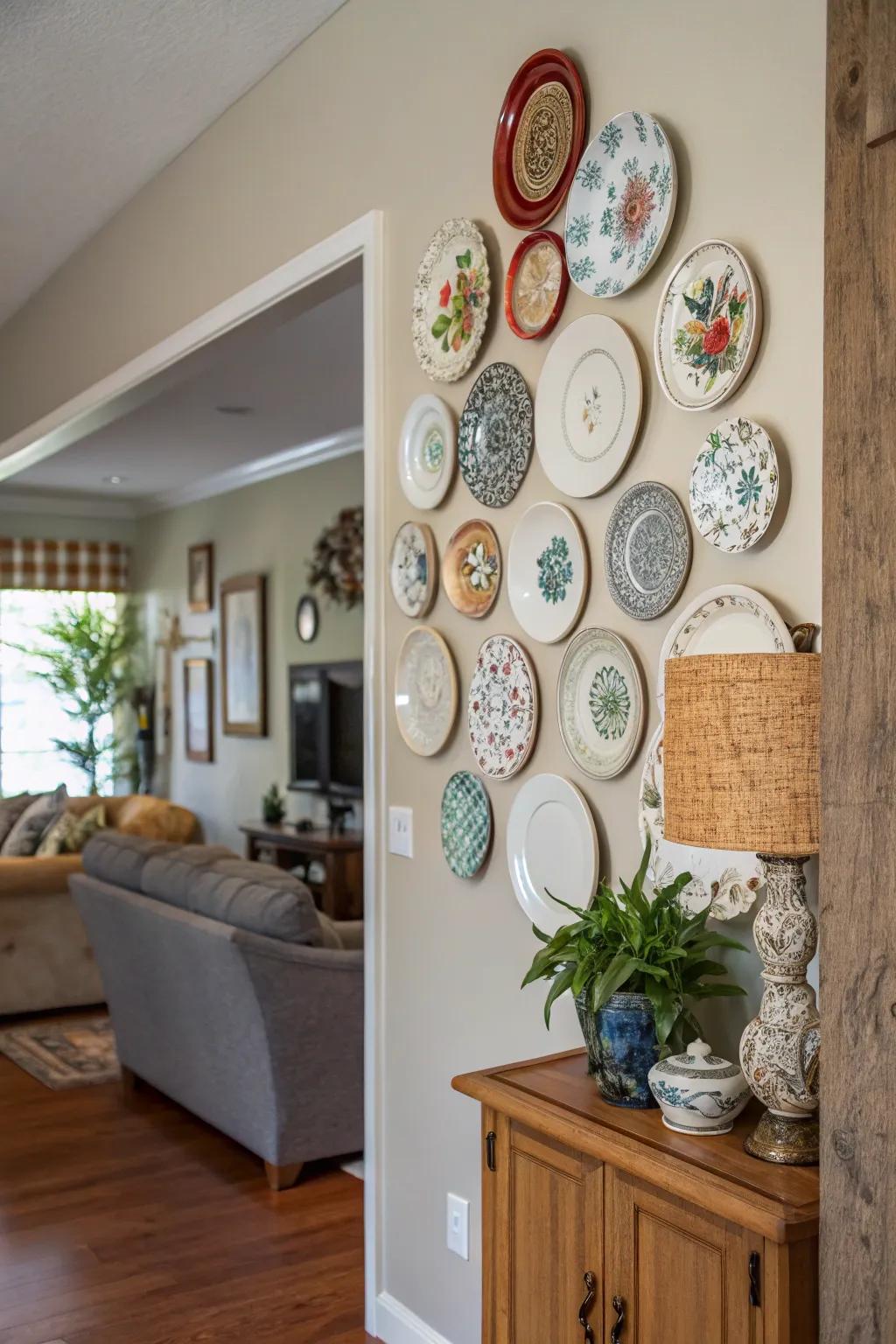 Decorative wall plates can turn a plain wall into a stunning focal point.