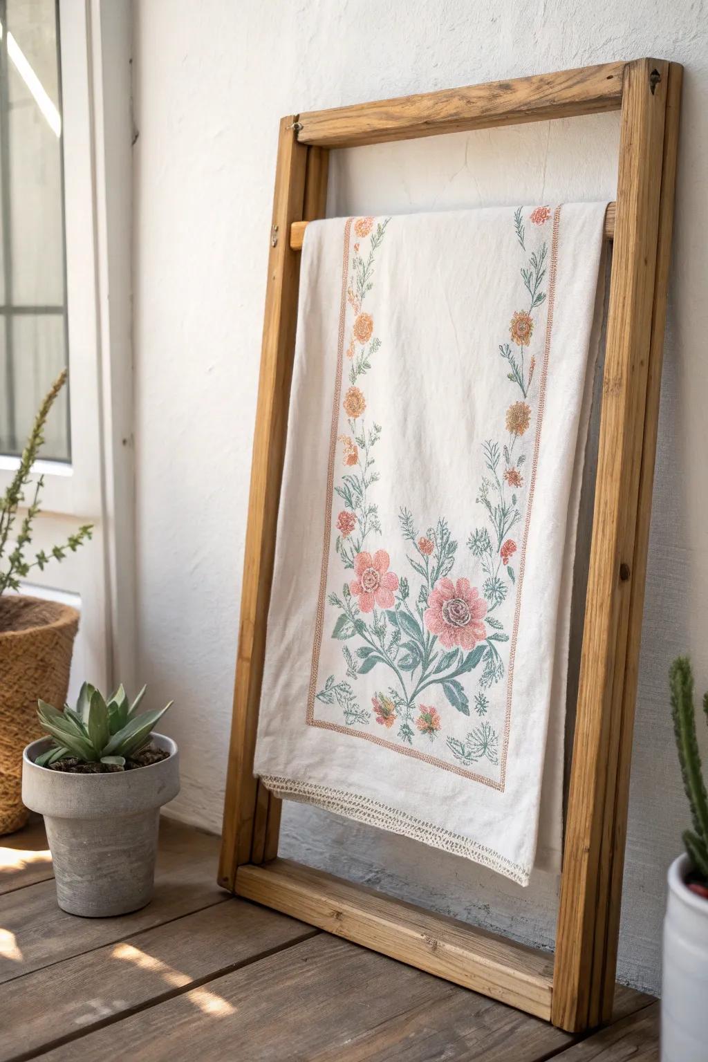 Transform nostalgia into art with vintage tea towels elegantly framed to warm your space.