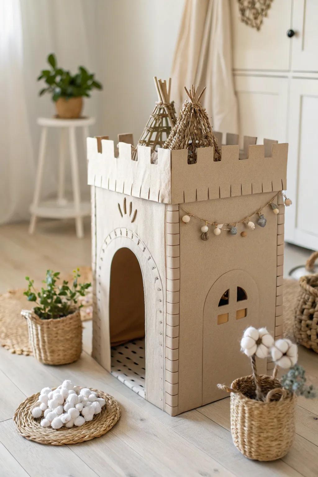 Captivate young minds with a charming cardboard fortress, where simplicity meets adventure.
