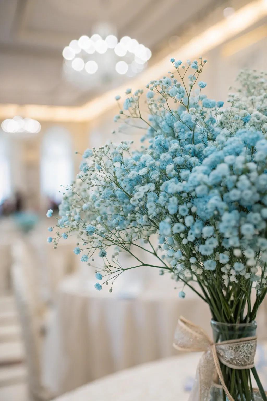 Subtle elegance with light blue baby's breath.