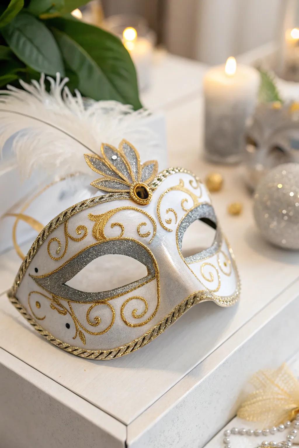 Elevate your Mardi Gras style with metallic elegance.