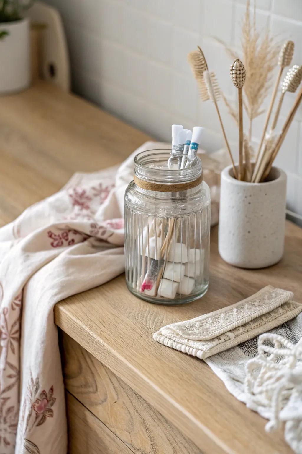 Charming Simplicity: Elevate your medicine organization with this minimalist mason jar solution.