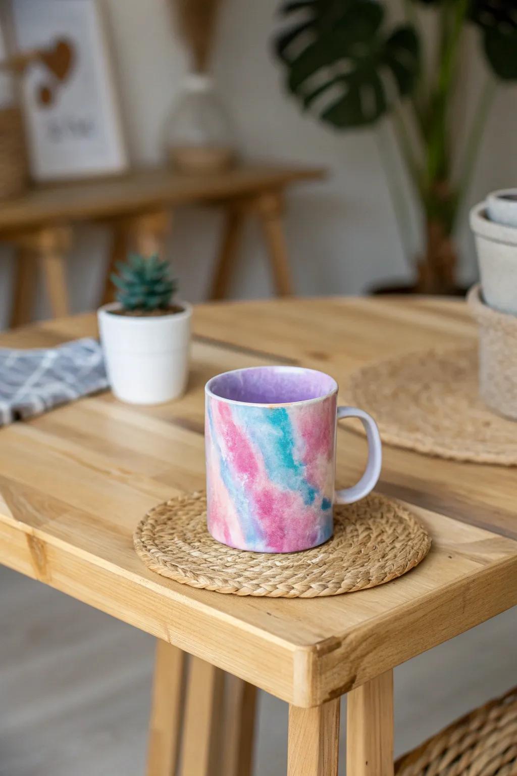 Embrace the groovy vibe with a stunning tie-dye mug makeover!