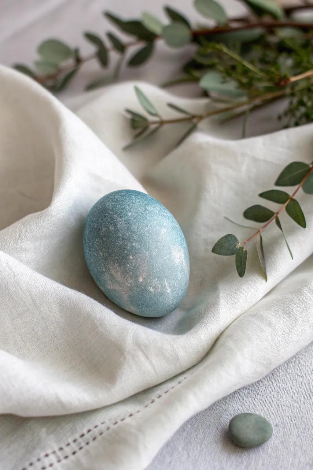 Embrace the mystery of nature with this grape juice-dyed egg, a serene touch to your minimalist decor.