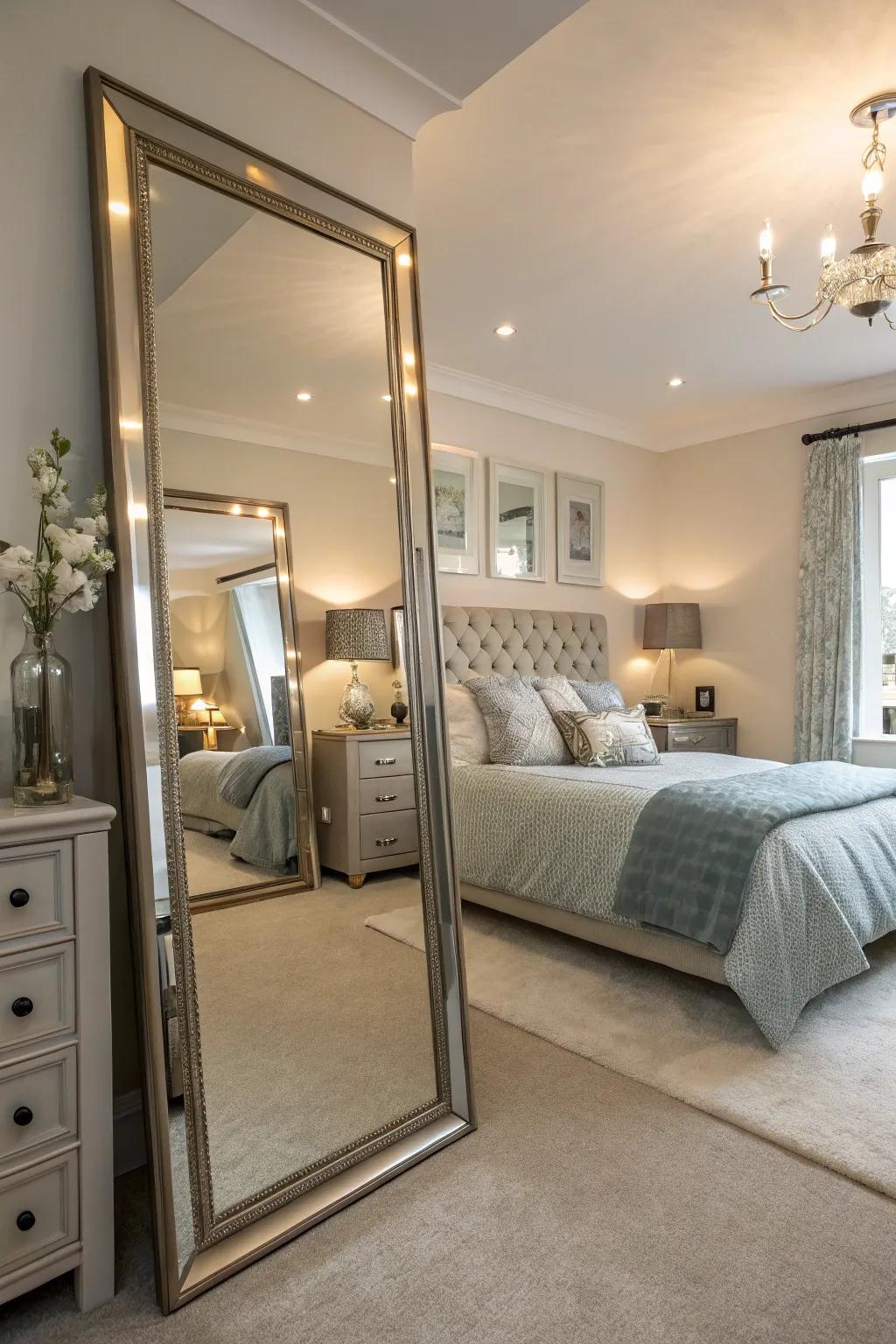 Mirrors can amplify the light and space within your bedroom.