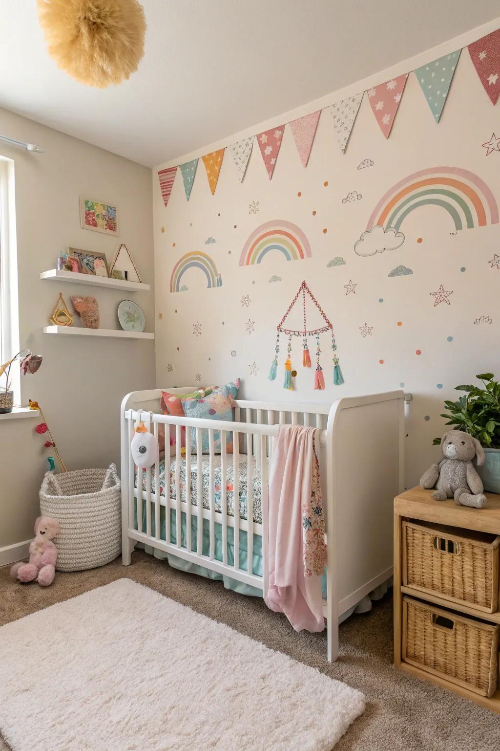 Wall decals can transform a nursery nook's look swiftly.