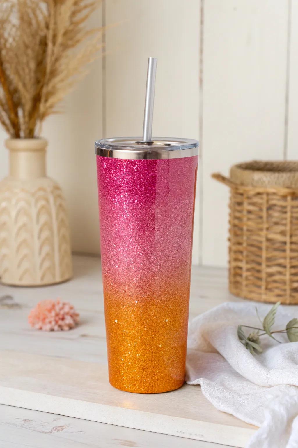 Add a splash of sweetness to your day with this Candy Crush Tumbler, where vibrant pinks and oranges meet minimalist elegance.