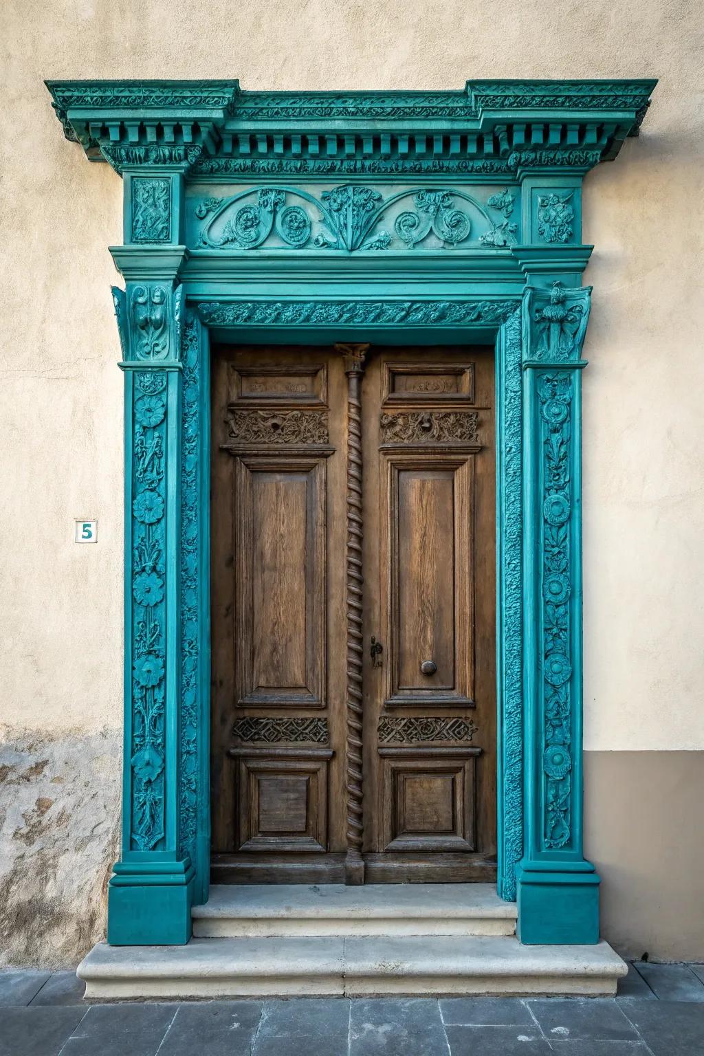 Make a Bold Statement: A Deep Teal Doorway Casing that Transforms the Room.