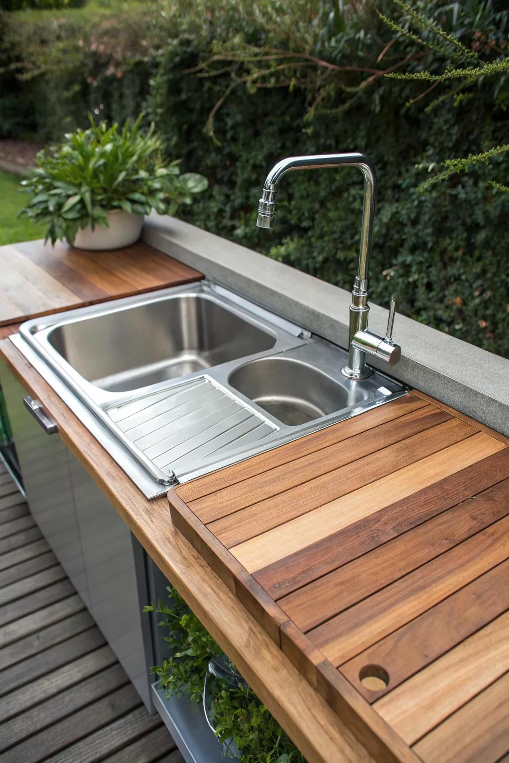 Elevate your outdoor kitchen with a stylish, expandable prep area.
