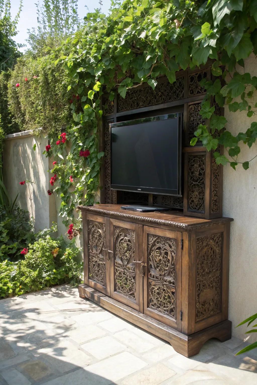 When craftsmanship meets nature: A TV cabinet that disappears into your garden oasis.