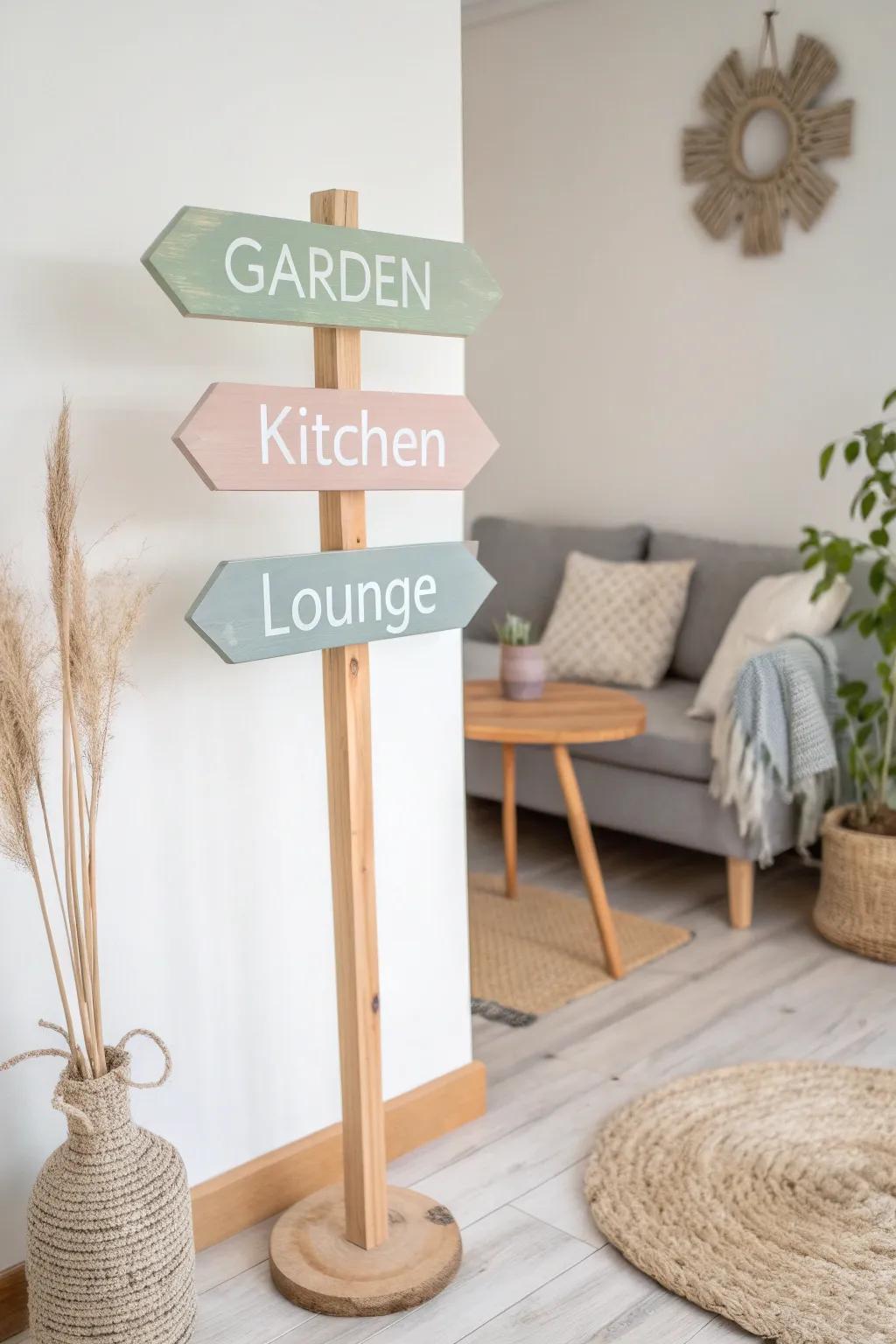 Guide your guests with style: Discover the charm of minimalist directional signposts.