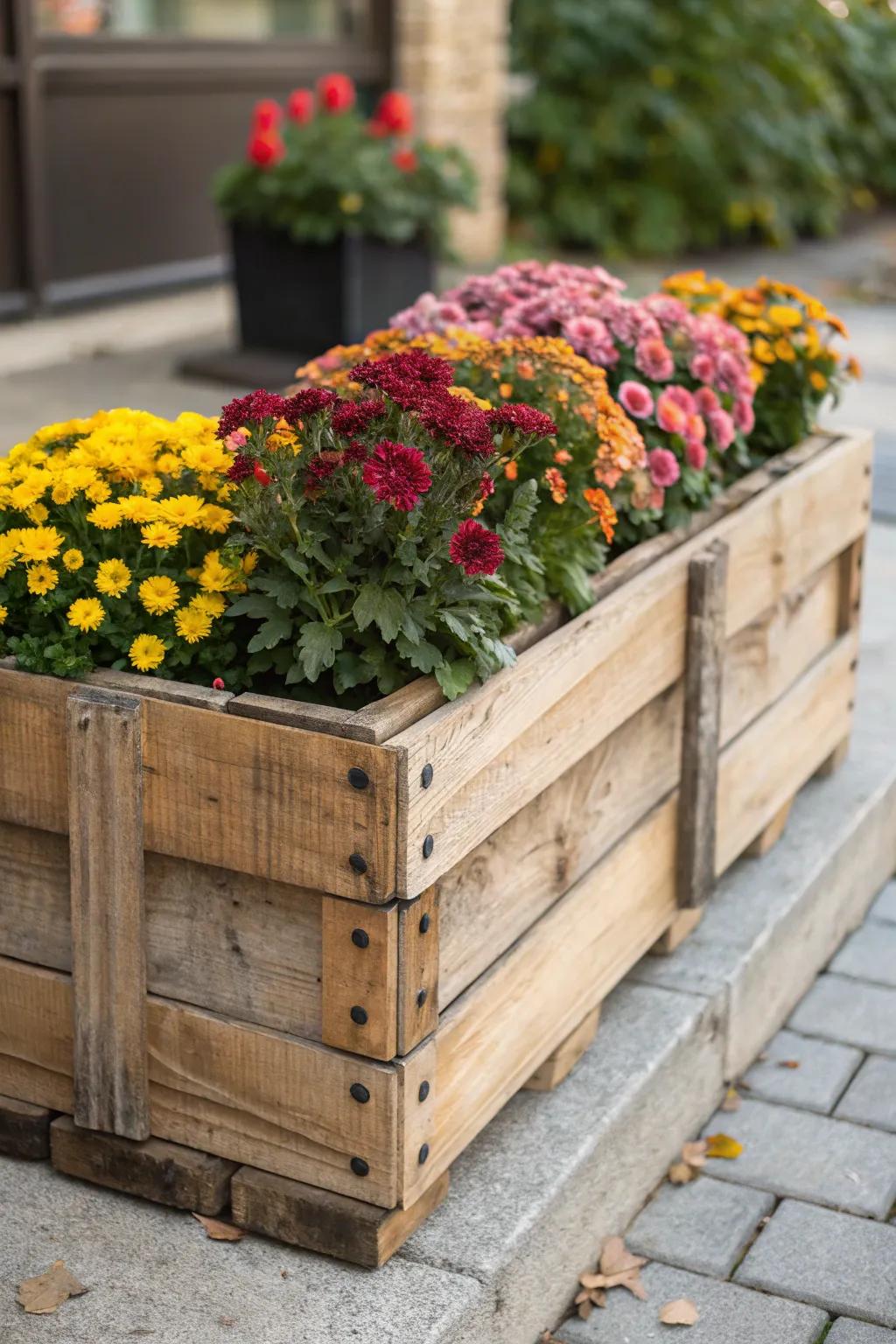 Elevate your garden with a handcrafted pallet planter box, where rustic charm meets vibrant blooms.