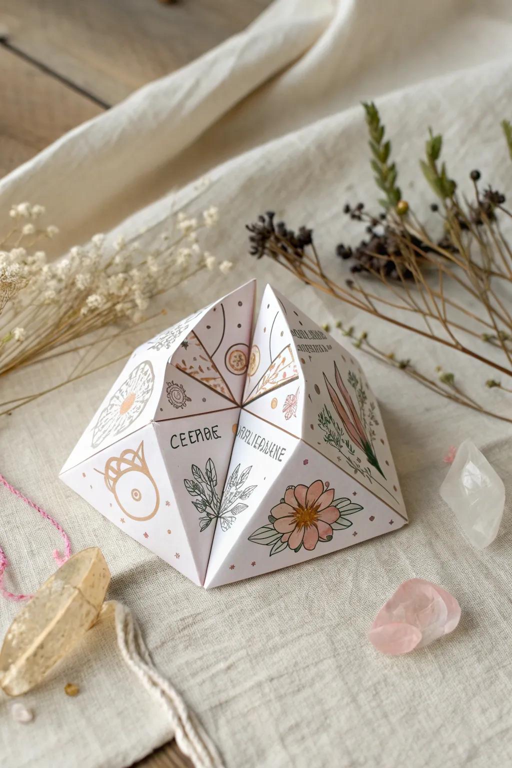 Unfold the magic with a mystical tarot-inspired paper fortune teller, where simplicity meets enchantment.