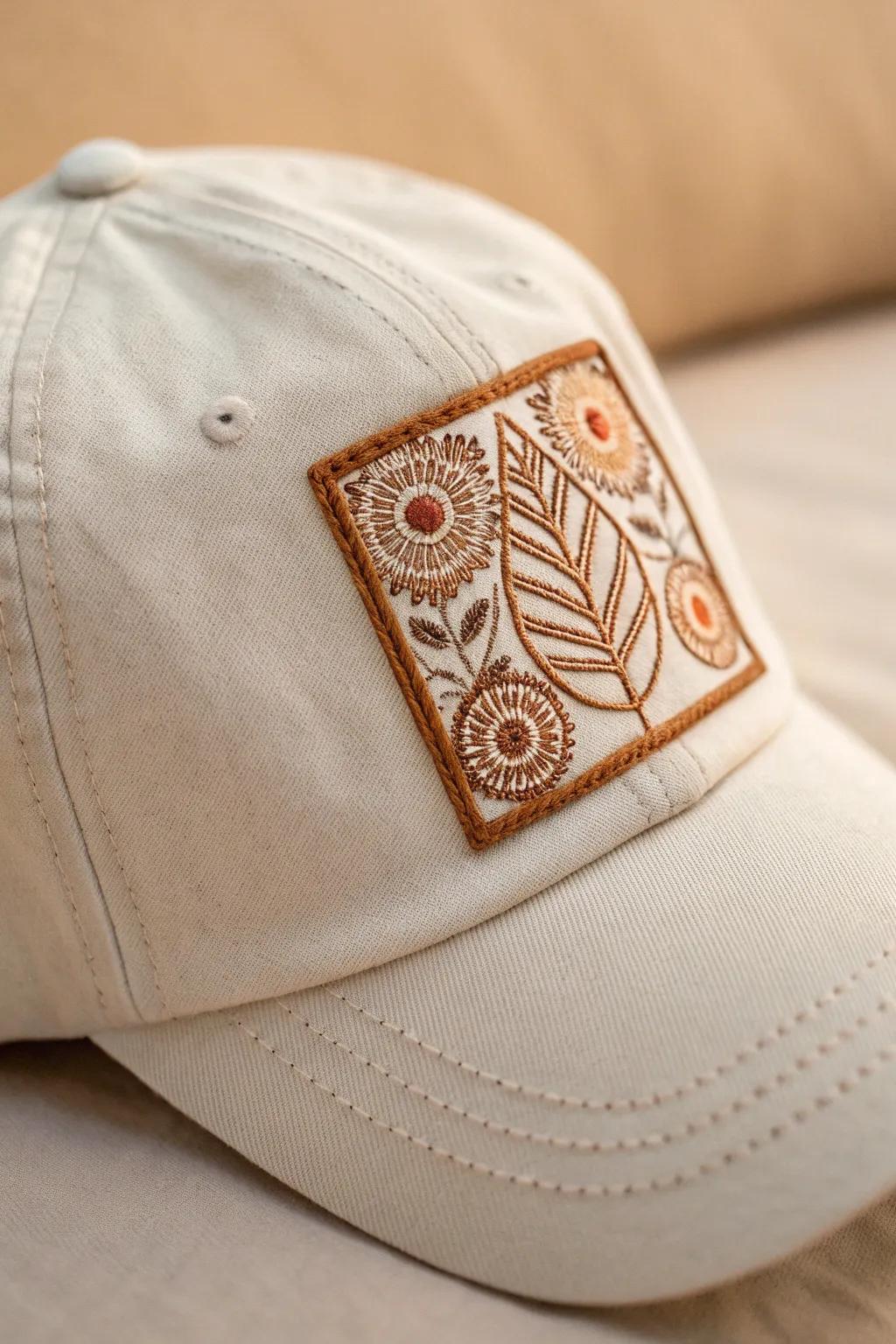 Elevate your style with a touch of boho elegance—discover the art of patchwork adornments for your favorite cap.