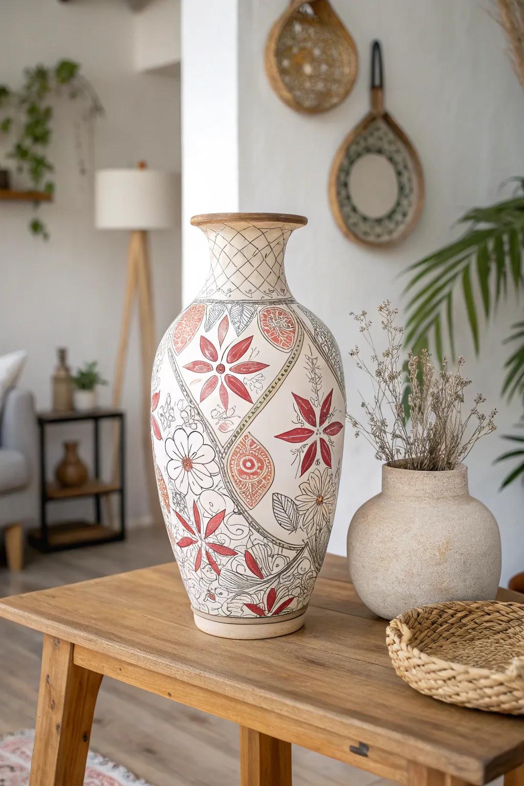 Embrace the Art of Contrast: Eclectic Patterns Meet Scandinavian Minimalism.