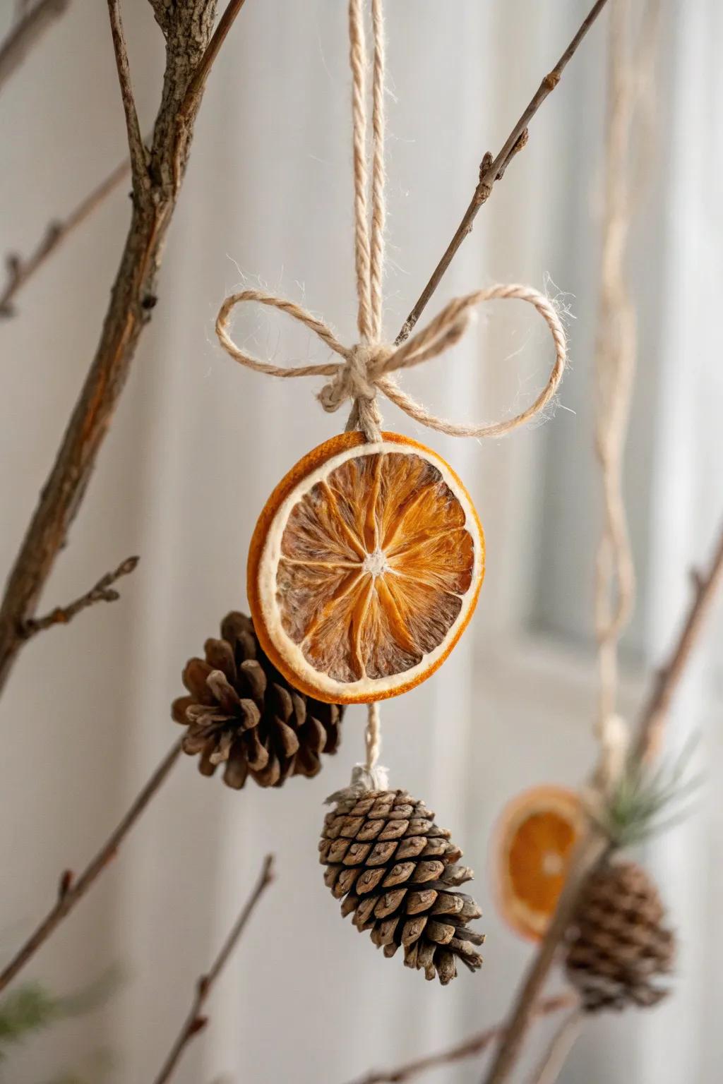 Embrace nature's elegance with this handcrafted ornament for a serene holiday touch.