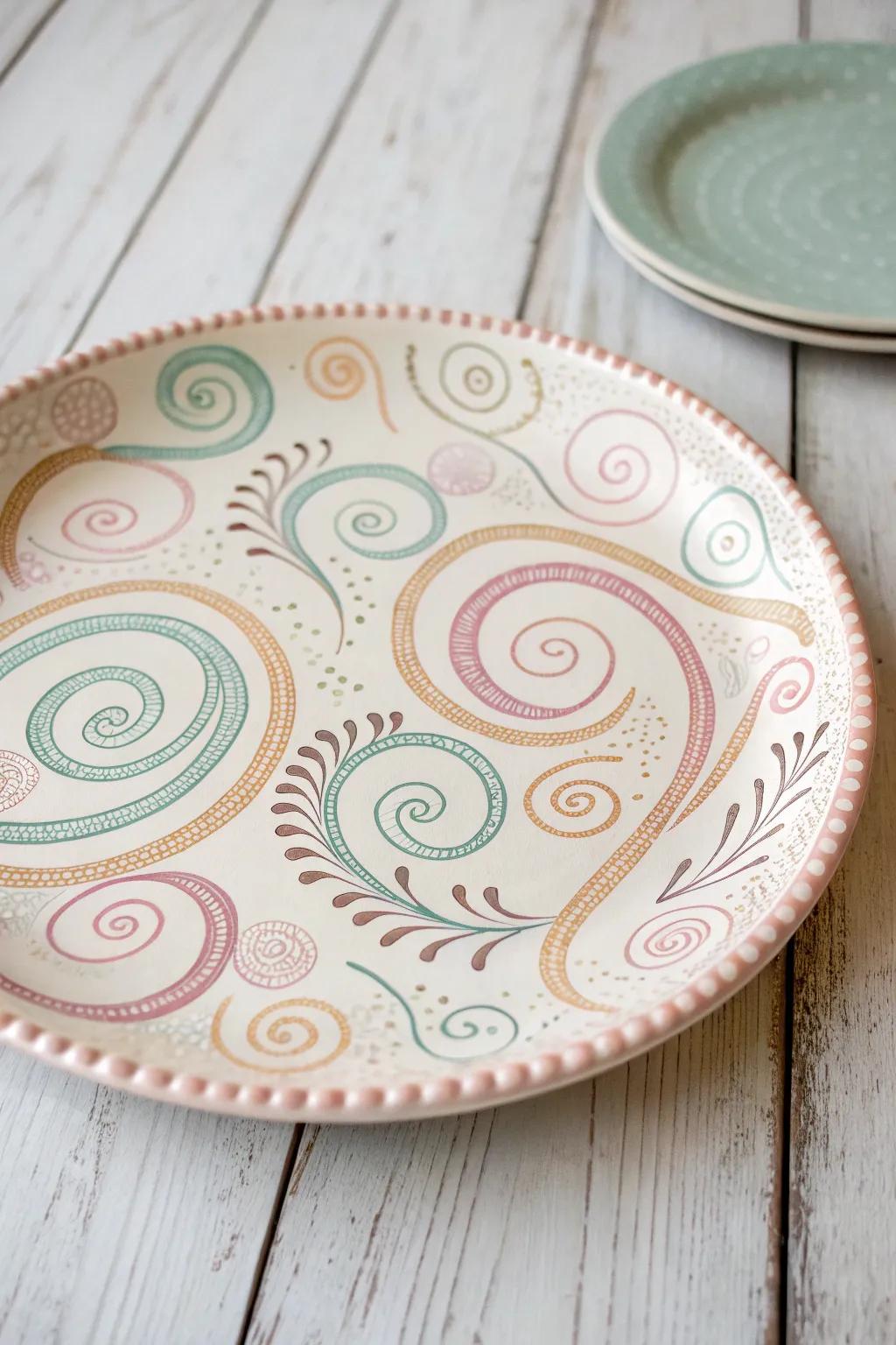 Embrace whimsy with playful spirals on your kitchenware for a touch of artistic spontaneity.