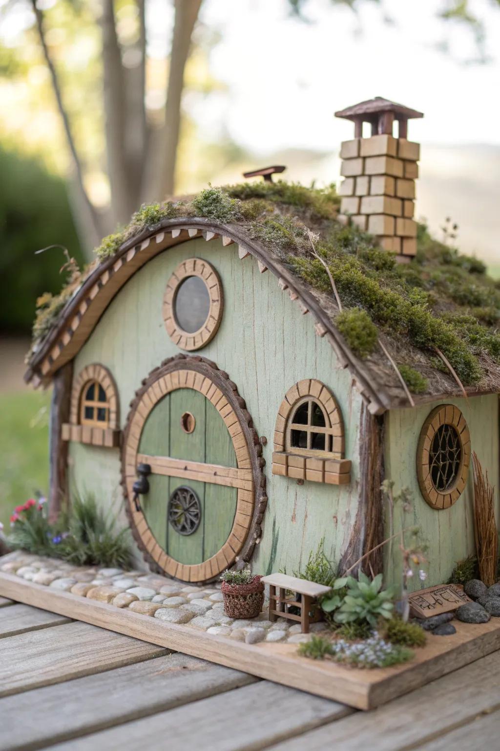 Step into a magical world with this enchanting popsicle stick Hobbit house, perfect for adding a touch of fantasy to your décor.